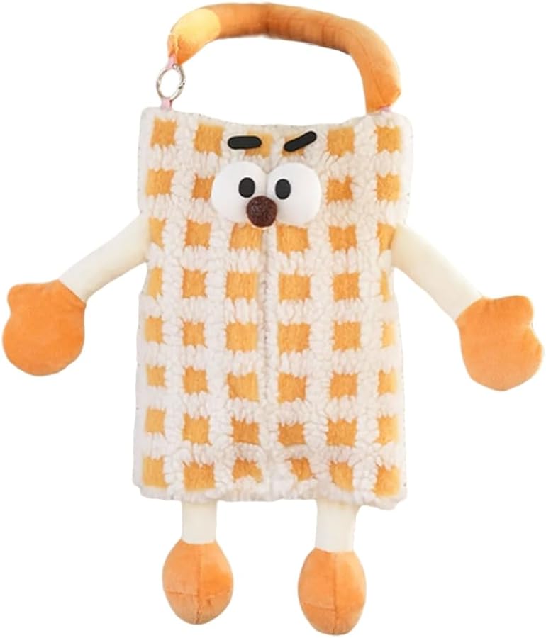 حافظة مناديل كرتونية متعددة الأغراض باللون البرتقالي، غطاء قماشي، منظم ديكور منزلي - Image 1