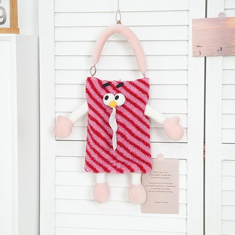 حافظة مناديل كرتونية متعددة الأغراض باللون البرتقالي، غطاء قماشي، منظم ديكور منزلي - Image 3