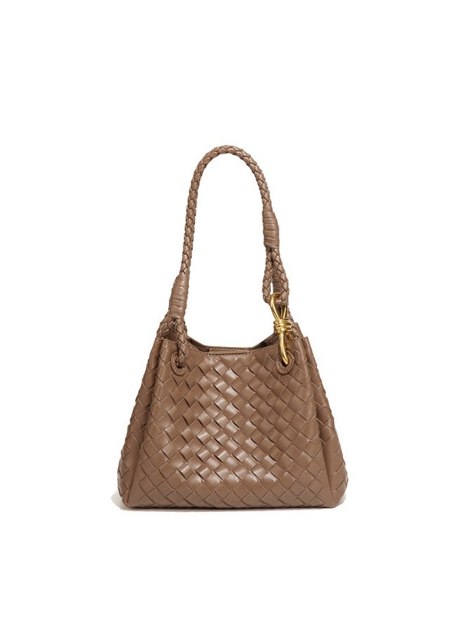 NIBEMINENT - Women's Hand-woven British Style Drop Umbrella Bag Summer Metal Cord Buckle Single Shoulder Crossbody Bag Basket Tote Bag - Image 1