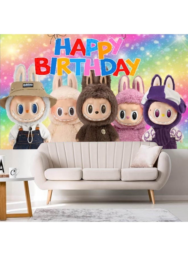 لابوبو نمط كرتوني LABUBU ديكور خلفية حفلة عيد ميلاد قماش مناسب لمستلزمات تصوير أعياد ميلاد الأطفال (مقاس 150 سم × 100 سم) - Image 4