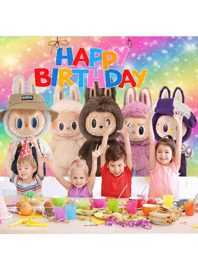 لابوبو نمط كرتوني LABUBU ديكور خلفية حفلة عيد ميلاد قماش مناسب لمستلزمات تصوير أعياد ميلاد الأطفال (مقاس 150 سم × 100 سم) - Image 3