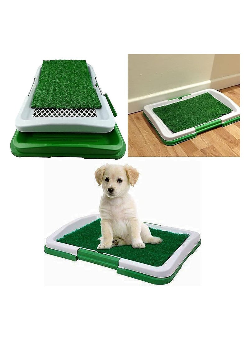 Meetion Dog Training Toilet Potty Pad, Artificial Pet Grass Mat for Puppy, Fake Grass Replacement Pad Mat for Balcony Dog Training Toilet Puppy Potty Pad Splash Proof Artificial Grass Pad with Tray - Image 1