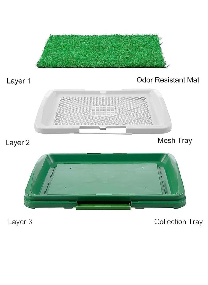 Meetion Dog Training Toilet Potty Pad, Artificial Pet Grass Mat for Puppy, Fake Grass Replacement Pad Mat for Balcony Dog Training Toilet Puppy Potty Pad Splash Proof Artificial Grass Pad with Tray - Image 3
