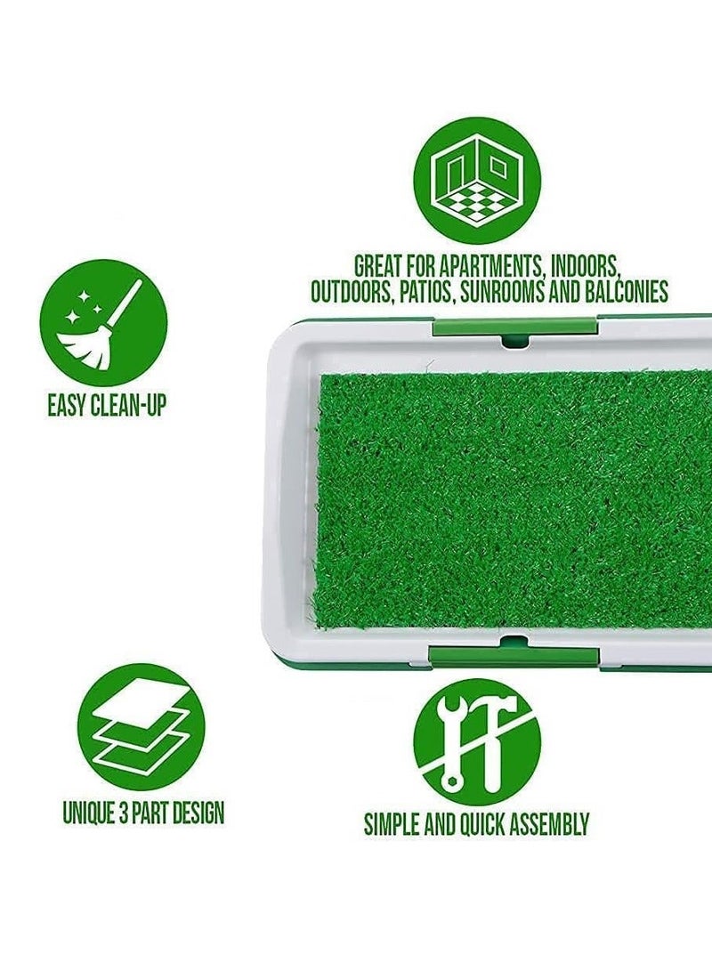 Meetion وسادة تدريب الكلاب للتبول، سجادة عشب صناعي للحيوانات الأليفة للجرو، وسادة بديلة للعشب المزيف لتدريب الكلاب على التبول في الشرفة، وسادة عشب صناعي مقاومة للرش مع صينية - Image 2