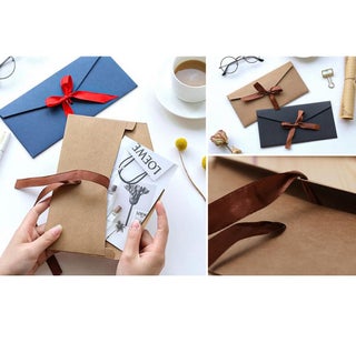 Bukela 10pcs Vintage Kraft Paper Envelopes, 22x11cm Long Envelopes With Decorative Bow, Wedding Invitation Greeting Card Elegant Gift Envelopes For Special Occasions envelope envelopes money envelope - view 5