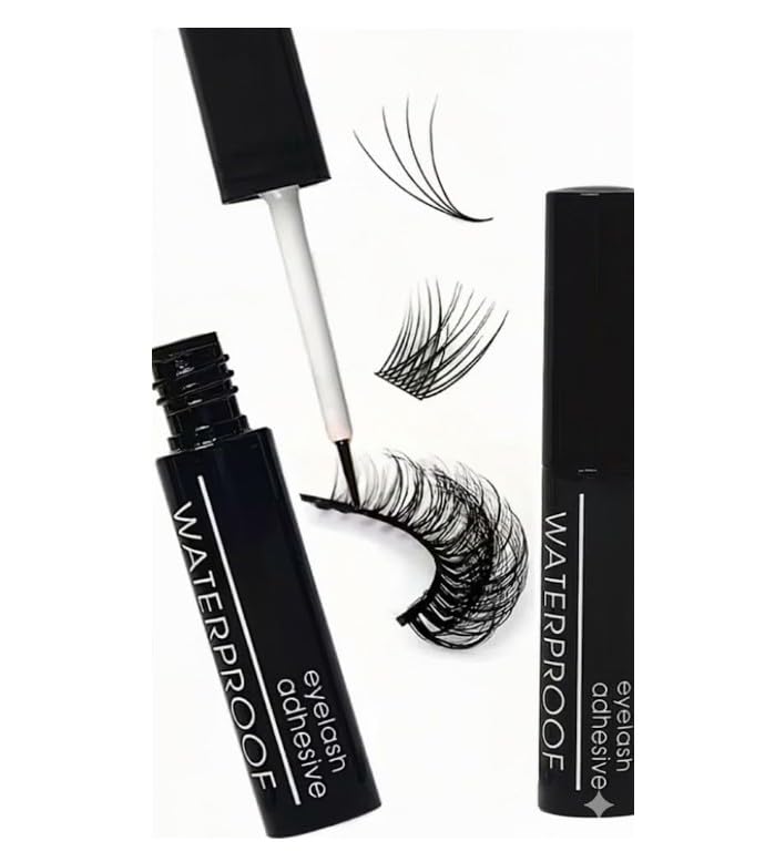 Individual Lash Glue, black Eyelash Clusters Bond Latex Free Waterproof Eyelash Glue Lash Adhesive Express Drying Strong Bonding Long Lasting No Irritaiton for DIY Lash Extensions, 5ML NET-black