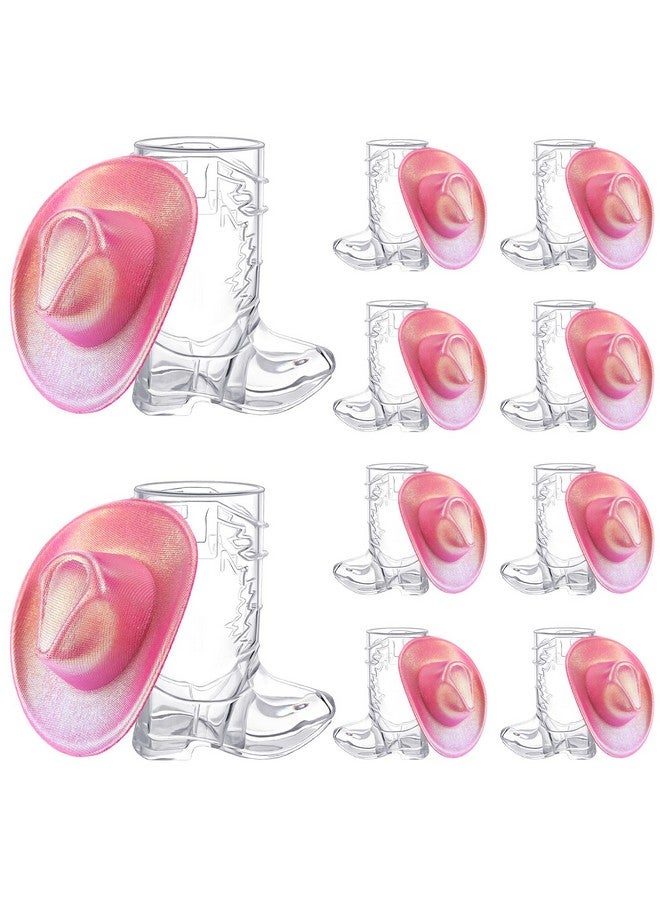 Vesici Mini Neon Cowgirl Hat Sparkly Glitter Space Holographic Western Cowboy Hat And Cowboy Boot Shot Glass Party Disco Cowgirl Cowboy Party Supplies For Dollhouse 20 Pieces - Image 1