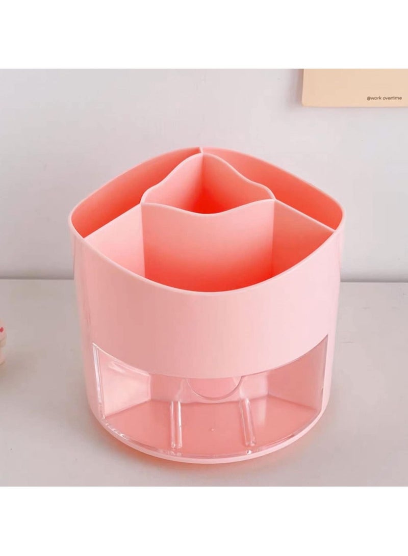 Y&D SYOSI Pencil Holder, 360 Degree Rotating Holder with 4 Slots Multifunctional Makeup Brush Drawer for Dressing Table/Home/Office/School (Pink)  - Image 4