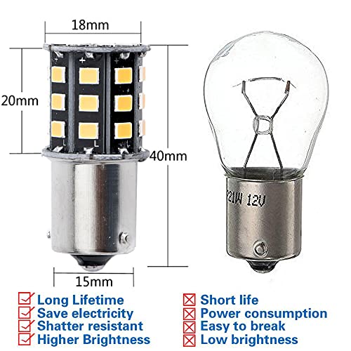BlyilyB 2-Pack 9-30V BAU15S PY21W 7507 High Brightness Low Power Amber Yellow LED Bulbs Replacement For Turn Signal Lights - Image 3