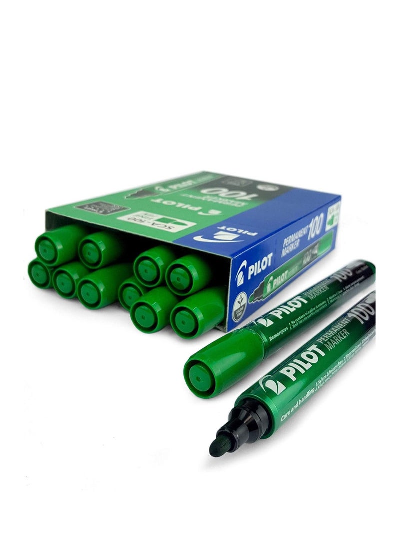 PILOT 12-Piece Permanent Marker Bullet Tip Green Ink  - Image 1