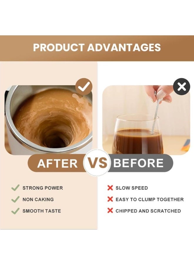 كوب قهوة ذاتي التحريك، كوب قهوة مغناطيسي كهربائي، كوب خلط محمول، أكواب قهوة ذاتية التحريك للقهوة والحليب والكاكاو والمشروبات، ترمس سفر متين (بني) - Image 2