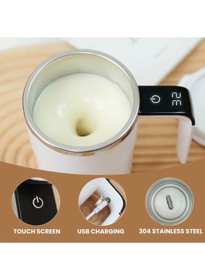 كوب قهوة ذاتي التحريك، كوب قهوة مغناطيسي كهربائي، كوب خلط محمول، أكواب قهوة ذاتية التحريك للقهوة والحليب والكاكاو والمشروبات، ترمس سفر متين (بني) - Image 4