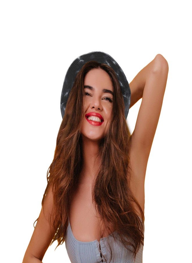 داليكس قبعة دلو صيفية خارجية من القطن الأسود المطرز بنمط ربطة العنق من داليكس - مقاس كبير - Image 4