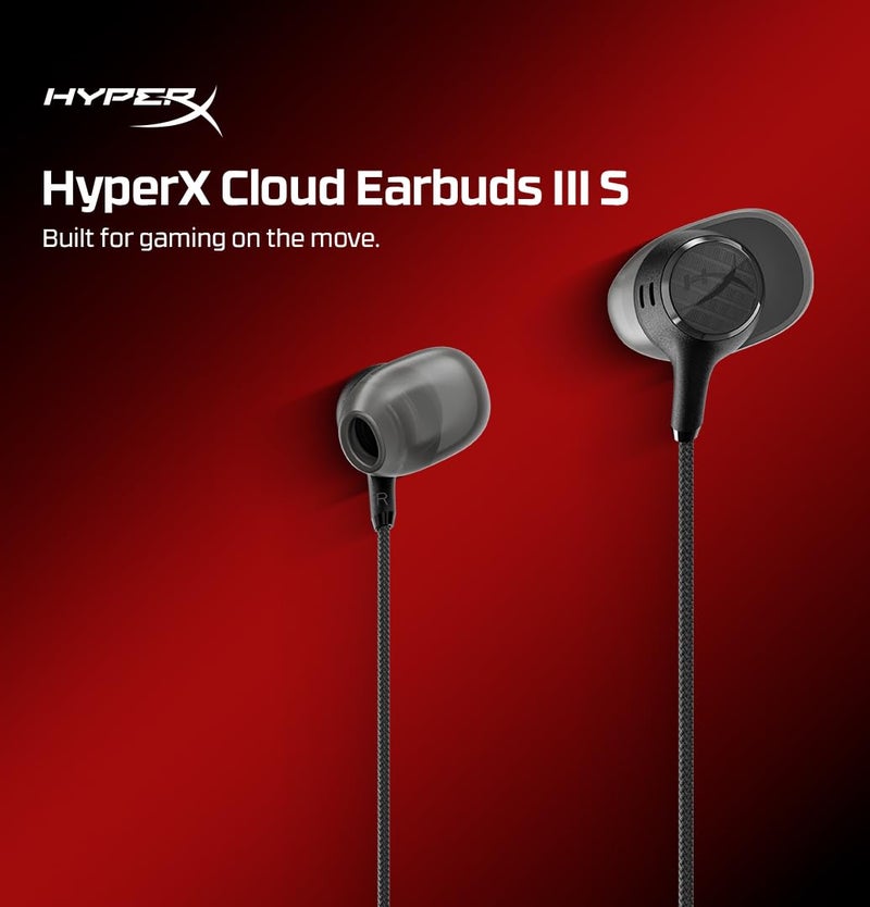HyperX Cloud Earbuds III S Black – Wired Earbuds, PC; Nintendo Switch; Console Controller, Dynamic; 14.3 mm Driver, Silicone Ear Tips - Black - Image 2
