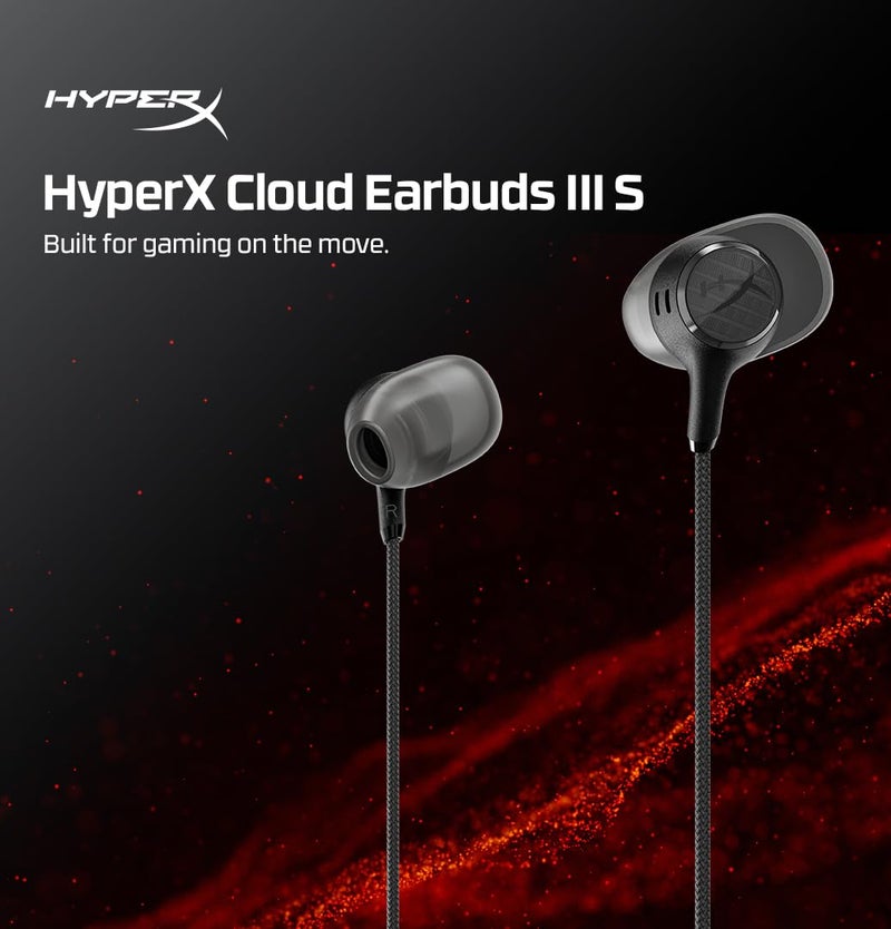 HyperX Cloud Earbuds III S Black – Wired Earbuds, PC; Nintendo Switch; Console Controller, Dynamic; 14.3 mm Driver, Silicone Ear Tips - Black - Image 3