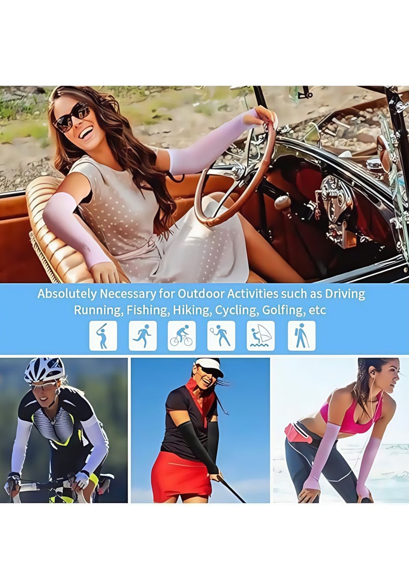 Generic - 6 Pairs Arm Sleeves, Cooling Arm Sleeve, Stretch Sports Sun Protection Sleeve, Compression Arm Sleeves, Outdoor UV Sun Protection Arm Sleeves, Suitable for Golfing Fishing Running, Black+White+Gray+Khaki+Blue+Pink (Unisex) - Image 1
