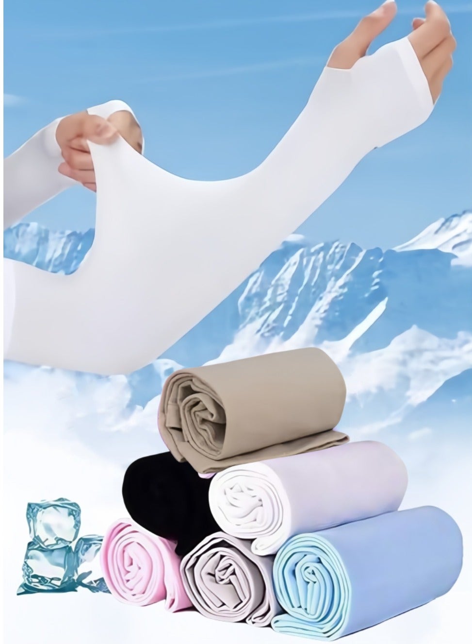 6 Pairs Arm Sleeves, Cooling Arm Sleeve, Stretch Sports Sun Protection Sleeve, Compression Arm Sleeves, Outdoor UV Sun Protection Arm Sleeves, Suitable for Golfing Fishing Running, Black+White+Gray+Khaki+Blue+Pink (Unisex)