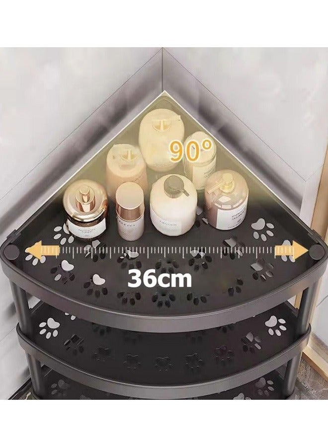 أرفف منظم تخزين أرفف تخزين سلة تخزين مع عجلات، عربة تنظيم أرفف متنقلة للحمام رفوف مثلثة الزاوية مثلثة الرفوف متحرّكة للاستحمام والمكتب والمطبخ وغرفة النوم (أسود) - Image 4