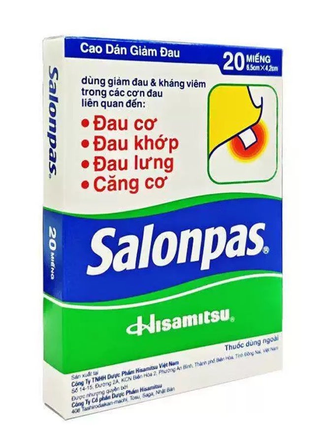 سالون باس 20 رقعة علاج الألم تخفيف الرقعة، تخفيف الألم لراحة الظهر، نيك شولدر، آلام الركبة و العضلات، تخفيف الألم لمدة 8 ساعات - Image 3