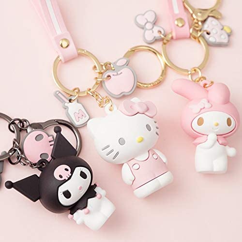 PaPiJoJo PaPiJoJo 2 Pcs Set My Melody + Kuromi,Cute Keychain Kawaii Anime Keychains Accessories Keyring Key Purse Car Backpack Charms  - Image 4