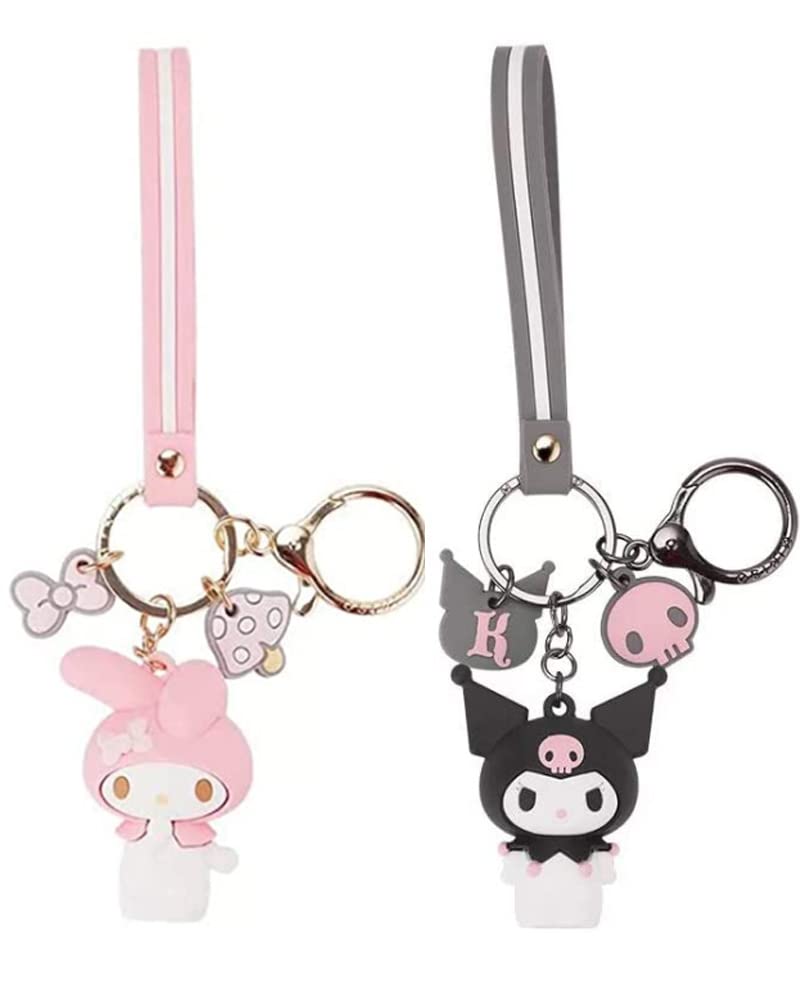 PaPiJoJo PaPiJoJo 2 Pcs Set My Melody + Kuromi,Cute Keychain Kawaii Anime Keychains Accessories Keyring Key Purse Car Backpack Charms  - Image 1