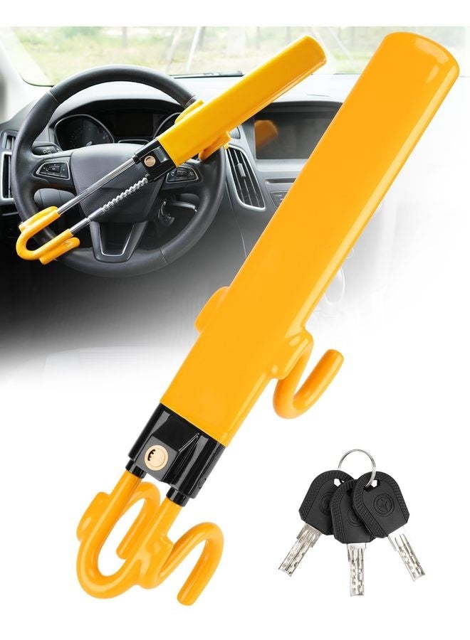 HOMESTAR Steering Wheel Lock - Heavy Duty Antitheft Device and Car Security Lock with Adjustable Locking and 3 Keys - Great Vehicle and Truck Deterrent (Yellow) - Image 1