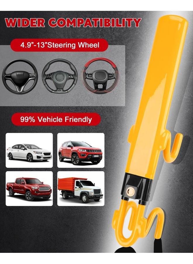 HOMESTAR Steering Wheel Lock - Heavy Duty Antitheft Device and Car Security Lock with Adjustable Locking and 3 Keys - Great Vehicle and Truck Deterrent (Yellow) - Image 5