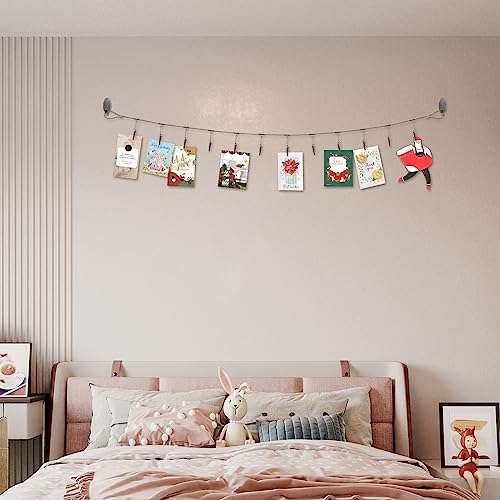 DEEKOUDT Multi-Purpose Steel Wall Hanging Display Wire Rod with 12 Clips Wall Mounted Photo Display for Hanging Photos, Postcards, Notes and Artwork in Your Home, Bedroom and Office (Alligator Clip) - Image 5