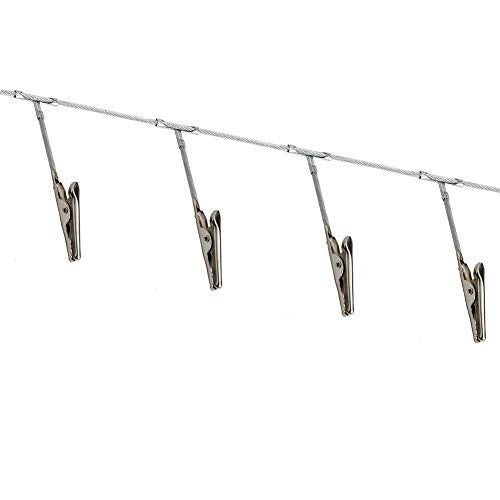DEEKOUDT Multi-Purpose Steel Wall Hanging Display Wire Rod with 12 Clips Wall Mounted Photo Display for Hanging Photos, Postcards, Notes and Artwork in Your Home, Bedroom and Office (Alligator Clip) - Image 1