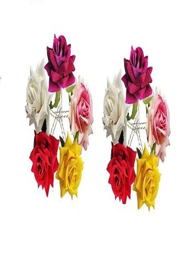 تايني ديل دبابيس شعر بتصميم زهور من Tiny Deal Rose Juda، عبوة من 12 قطعة (متعددة الألوان) - Image 2