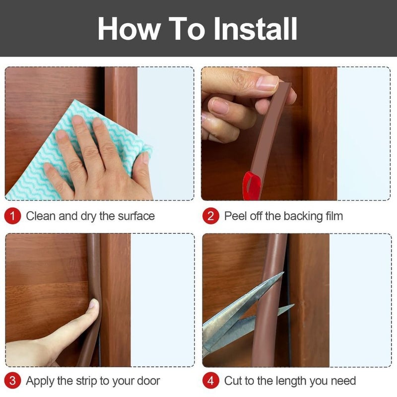 Brown Self Adhesive Windproof Door Seal Strip for Gaps 236 Inch - Image 5