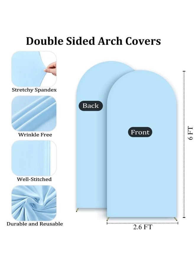 MLMC 6FT Arch Backdrop Cover Blue Fitted Spandex Backdrop Stand Cover Stretchy Round Top Chiara Arch Cover for Wedding Baby Shower Birthday Ceremony Photography Background Decor 6x2.6FT - Image 2
