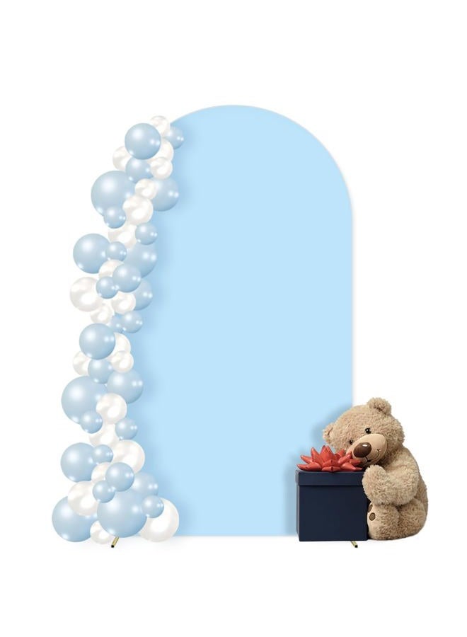 MLMC 6FT Arch Backdrop Cover Blue Fitted Spandex Backdrop Stand Cover Stretchy Round Top Chiara Arch Cover for Wedding Baby Shower Birthday Ceremony Photography Background Decor 6x2.6FT - Image 1