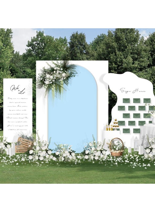 MLMC 6FT Arch Backdrop Cover Blue Fitted Spandex Backdrop Stand Cover Stretchy Round Top Chiara Arch Cover for Wedding Baby Shower Birthday Ceremony Photography Background Decor 6x2.6FT - Image 4