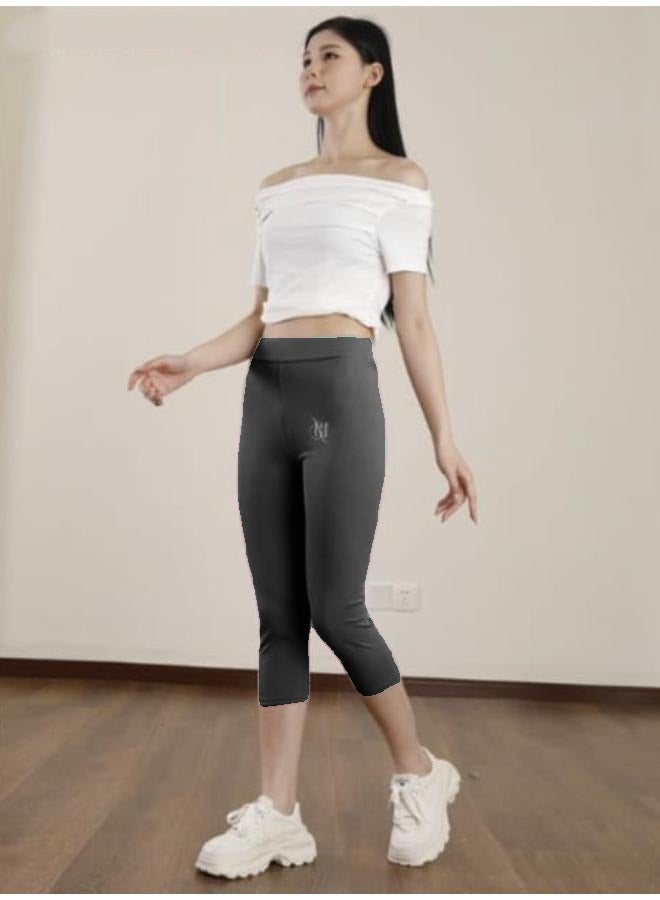 Women's Under-Knee Length Seamless Leggings Walking Exercise Workout Yoga Activewear KU402 - Image 1
