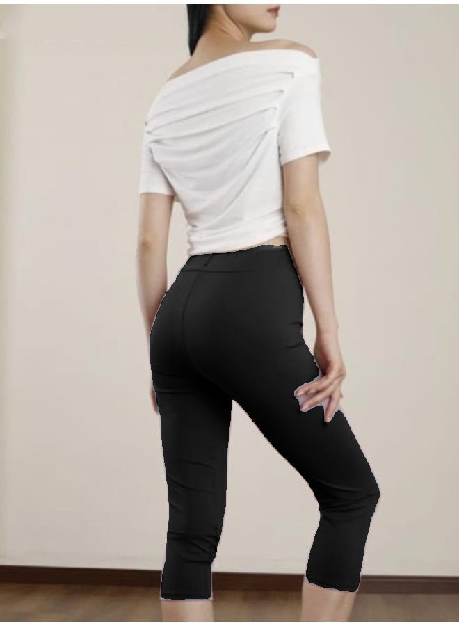 Women's Under-Knee Length Seamless Leggings Walking Exercise Workout Yoga Activewear KU402 - Image 2