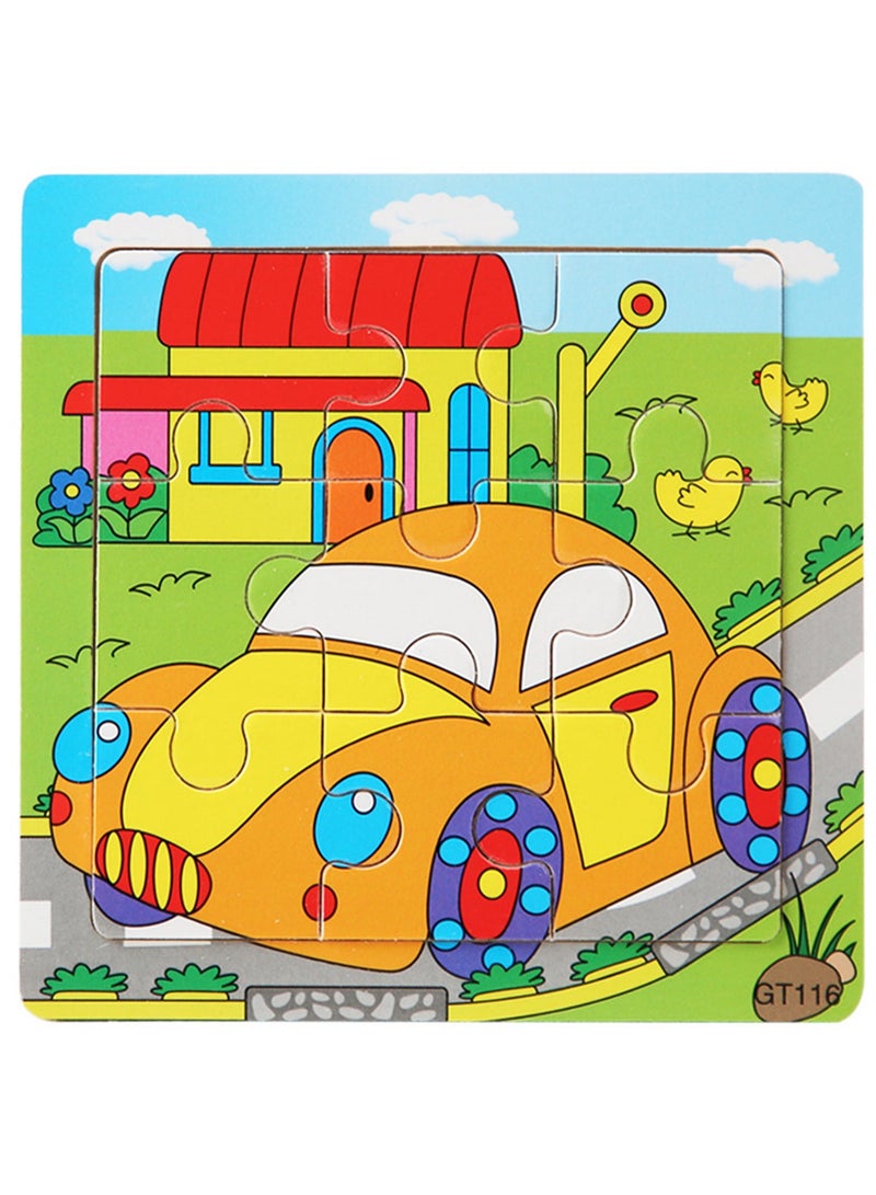 أحجيات تركيب الصور المقطوعة للسيارات الخشبية التعليمية للأطفال، حقيبة هدايا مناسبة - Image 1