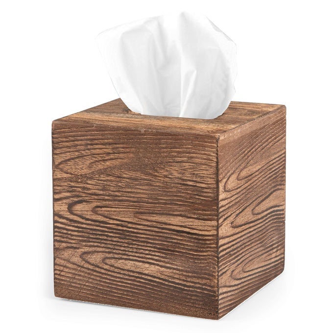 WOOD TISSUE BOX COVER SQUARE RUSTIC FARMHOUSE WOODEN TISSUE HOLDER