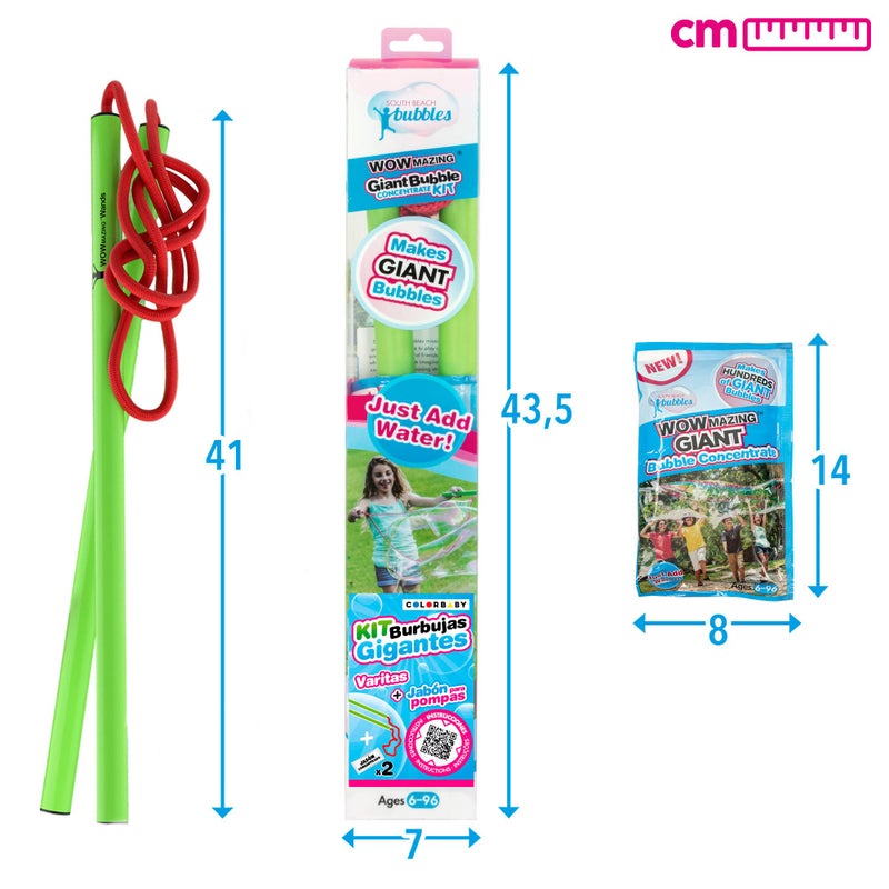 WOWmazing Giant Bubble Wands Kit: (4-Piece Set) | Incl. Wand, Big Bubble Concentrate and Tips & Trick Booklet | Outdoor Toy for Kids, Boys, Girls | Bubbles Made in The USA - Image 3