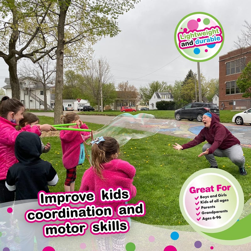 WOWmazing Giant Bubble Wands Kit: (4-Piece Set) | Incl. Wand, Big Bubble Concentrate and Tips & Trick Booklet | Outdoor Toy for Kids, Boys, Girls | Bubbles Made in The USA - Image 5