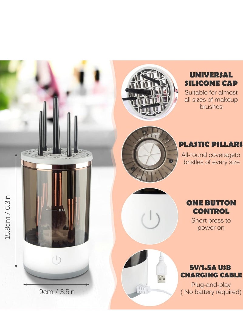 Denx ectric Makeup Brush Cleaner, Makeup Brush Cleaner Machine with Brush Clean Mat, Automatic Cosmetic Brush Cleaner Makeup Brush Tools for All Size Beauty Makeup Brushes Set  - Image 2