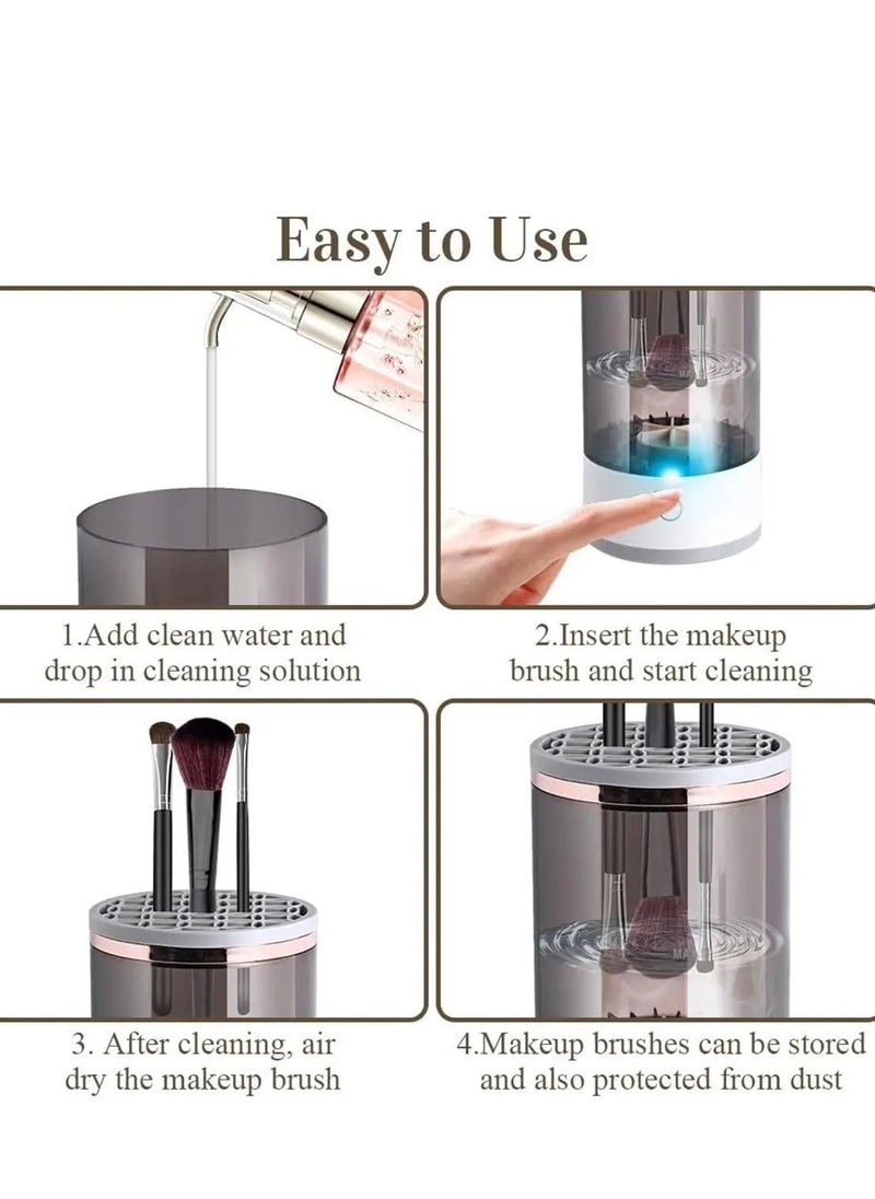 Denx ectric Makeup Brush Cleaner, Makeup Brush Cleaner Machine with Brush Clean Mat, Automatic Cosmetic Brush Cleaner Makeup Brush Tools for All Size Beauty Makeup Brushes Set  - Image 3