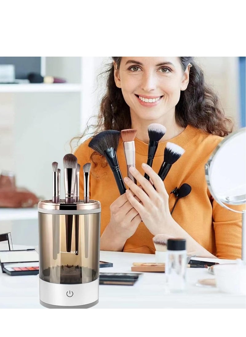 Denx ectric Makeup Brush Cleaner, Makeup Brush Cleaner Machine with Brush Clean Mat, Automatic Cosmetic Brush Cleaner Makeup Brush Tools for All Size Beauty Makeup Brushes Set  - Image 4