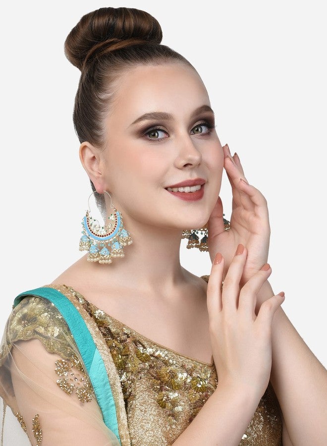 Zaveri Pearls Multicolor Meenakari Jhumki Drops Crescent Hoop Earring For Women-ZPFK14622 - Image 4