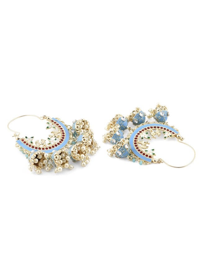 Zaveri Pearls Multicolor Meenakari Jhumki Drops Crescent Hoop Earring For Women-ZPFK14622 - Image 5