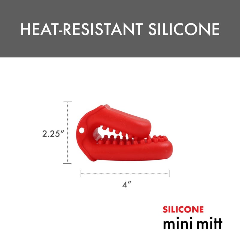 Dexas Mini Silicone Oven Mitt with Raised Nibs, Heat Resistant to 450Â°F, Red, Dishwasher Safe - Image 3