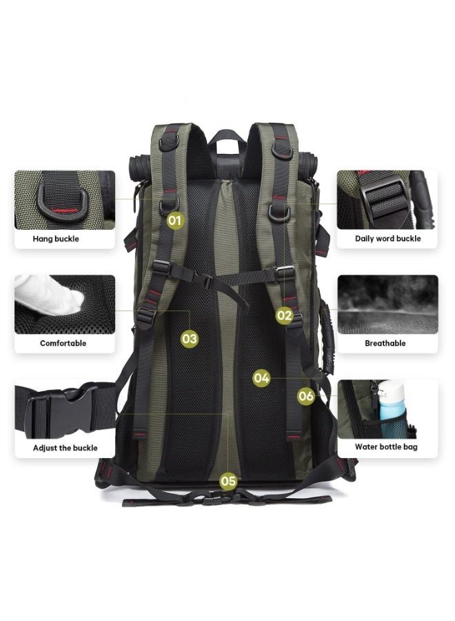 Large Capacity Multifunctional oxford waterproof Flight-Approved travel backpack Utility Mountaineering outdoor sport bag Classic Laptop Backpack Hiking & Camping Dayback for Unisex (Green) - Image 4