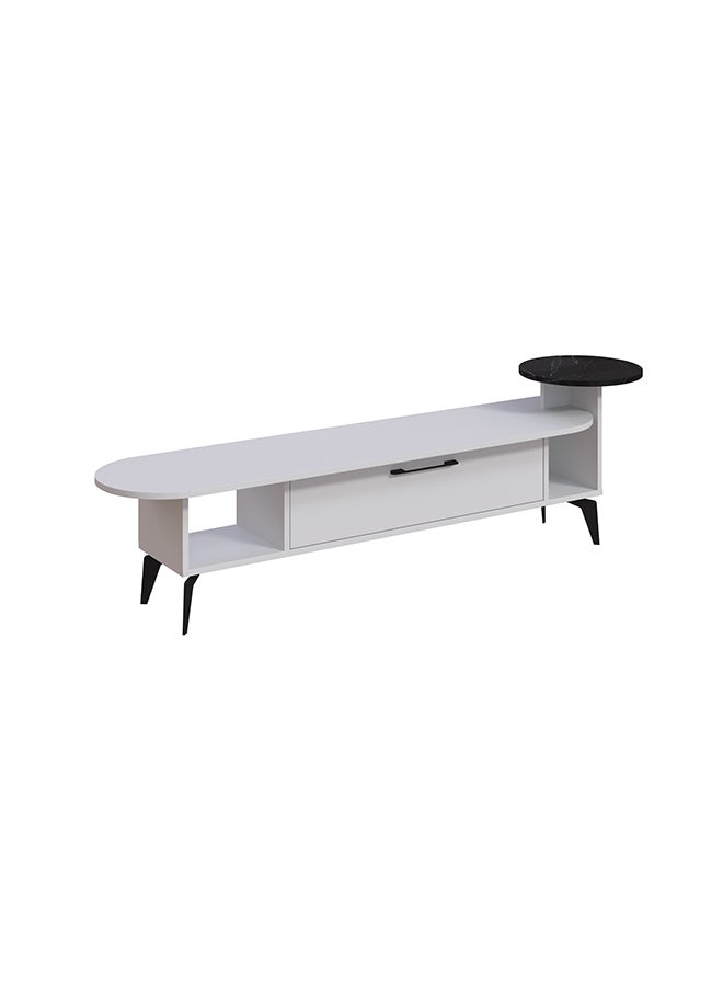 Mourah Home Ada Tv Stand Up To 60 Inches With Storage - White/Black Marble - 2 Years Warranty  - Image 5
