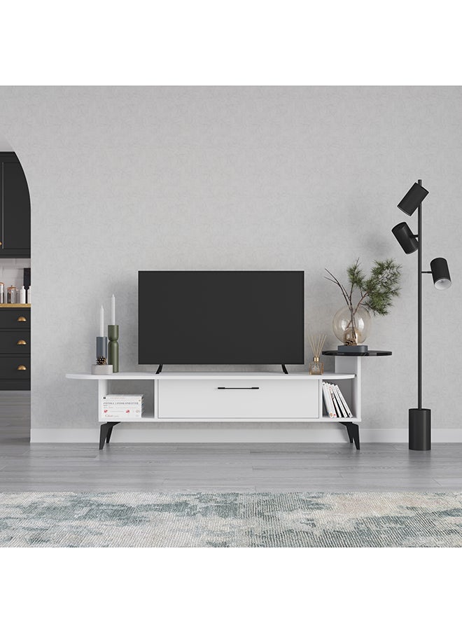 Mourah Home Ada Tv Stand Up To 60 Inches With Storage - White/Black Marble - 2 Years Warranty  - Image 1