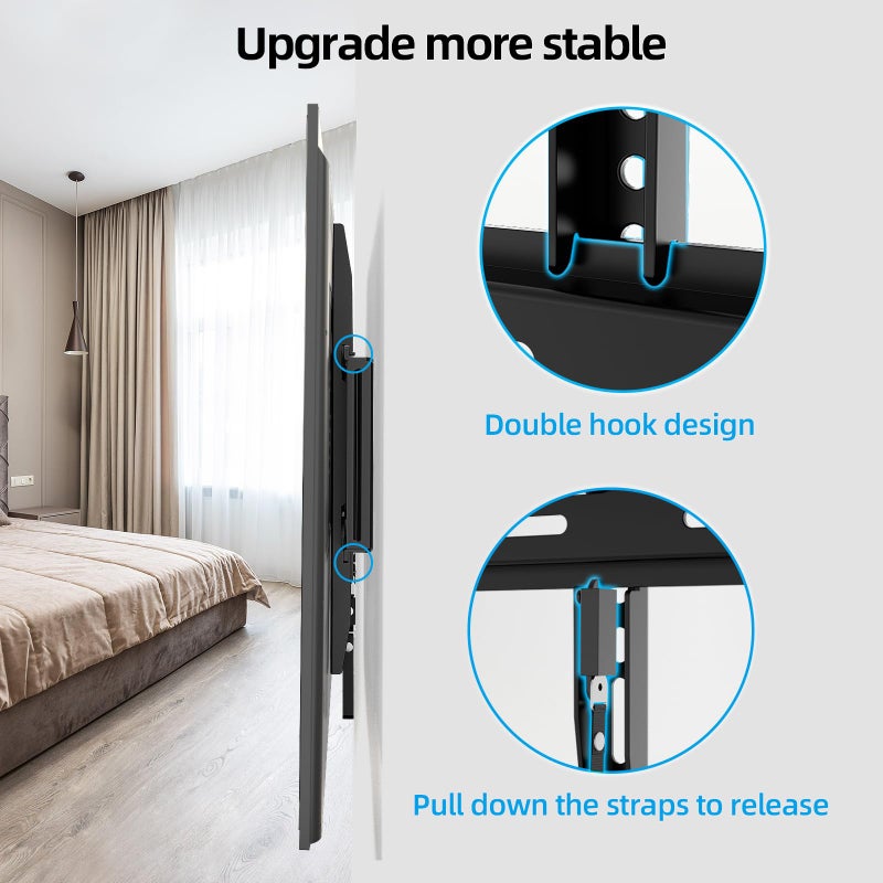 HOME VISION Heavy Duty Fixed TV Wall Mount for Most 32-86 Inch Flat TVs, Max VESA 600X400mm up to 165lbs Fits 16/18/24 Inch Wood Studs, Universal Low Profile Wall Mount TV Bracket, Space Saving HV8601 - Image 5